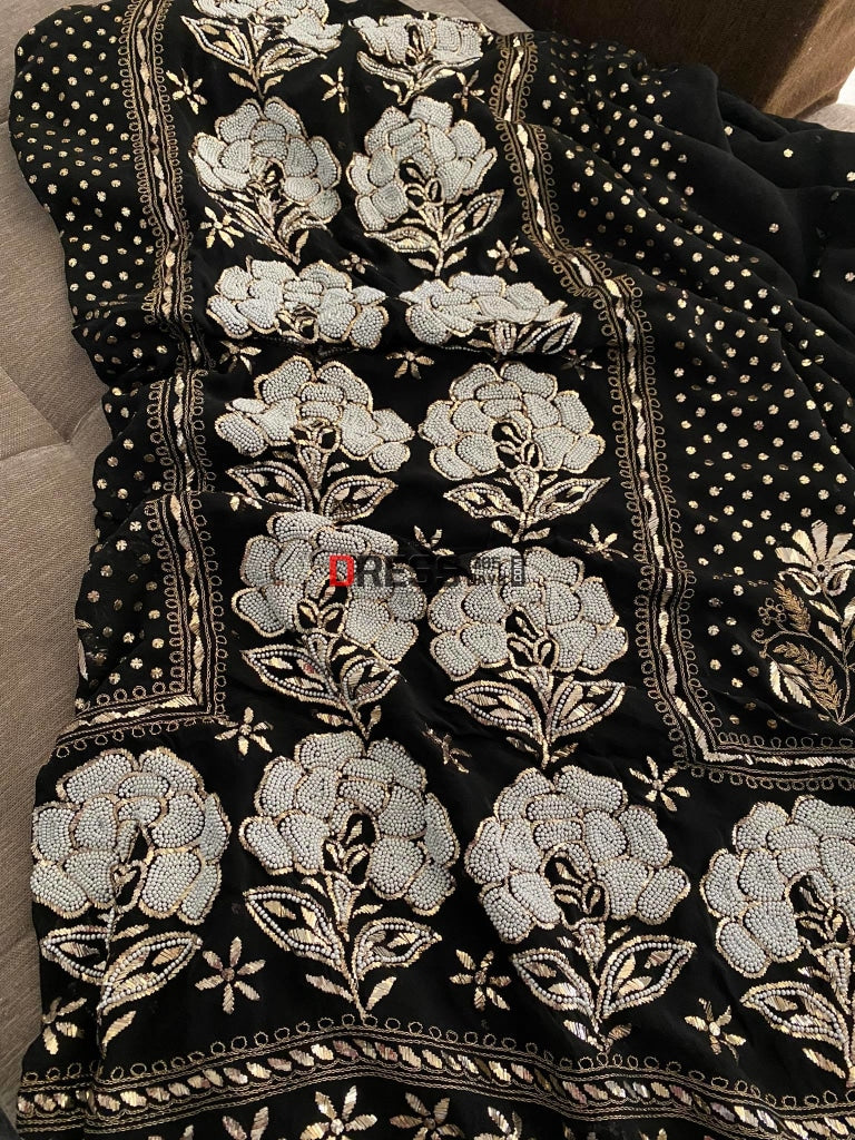 KAJAL' Premium Georgette Black Chikankari Kurta Set With Kamdani Embroidery