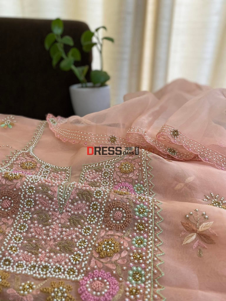 Exclusive Organza Pearls Lucknowi Chikankari Suit – Dress365days
