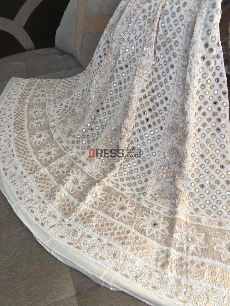 Ivory Mirror Gota Patti Lucknowi Anarkali Suit – Dress365days