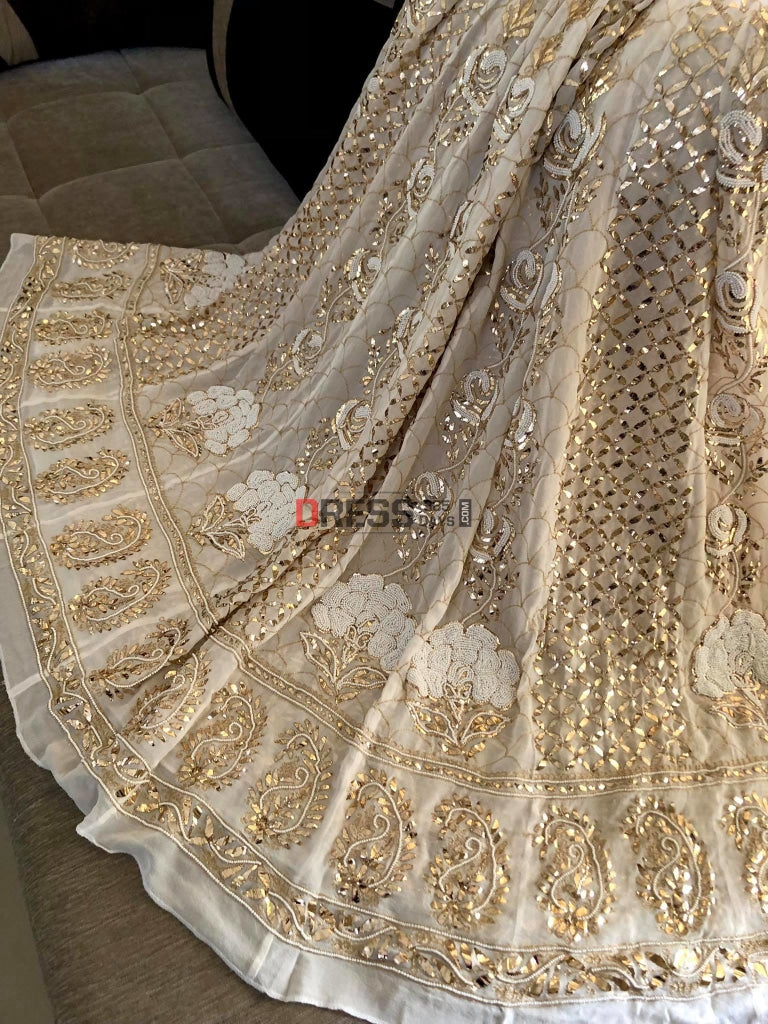 Ivory Pearl & Mukaish Anarkali Suit – Dress365days