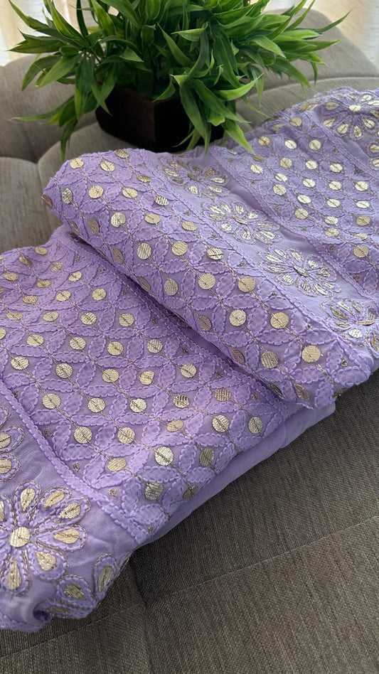 Lavender Gota Patti Chikankari Suit (Kurta & Dupatta)