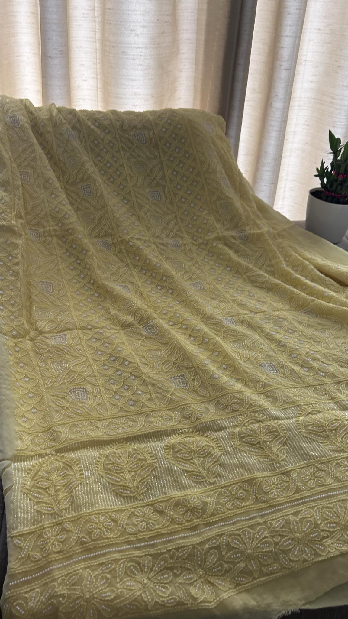 Yellow Pearl Chikankari Suit (Kurta & Dupatta)