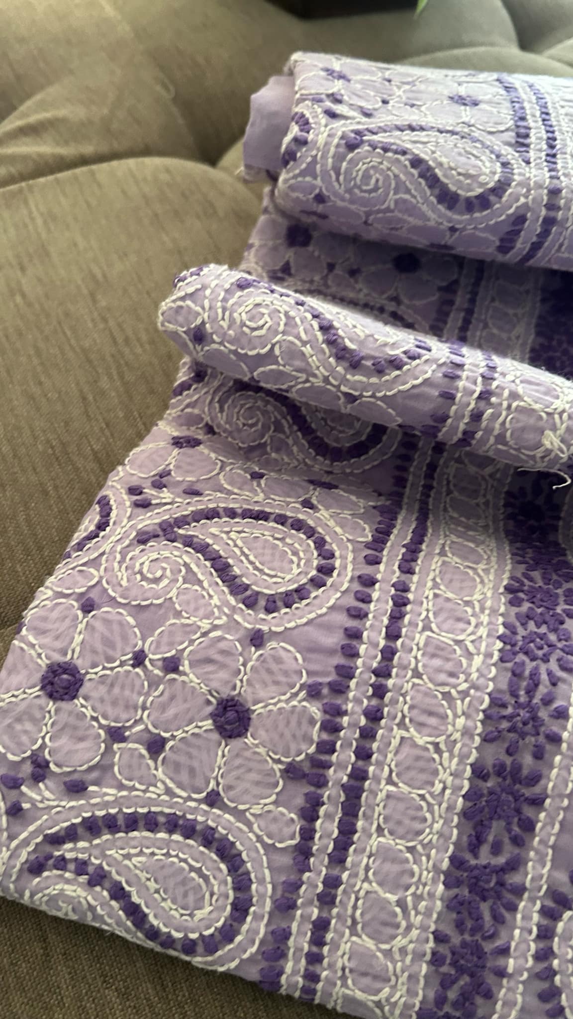 Lavender Cotton Chikankari Kurti Fabric (Kurti Fabric)