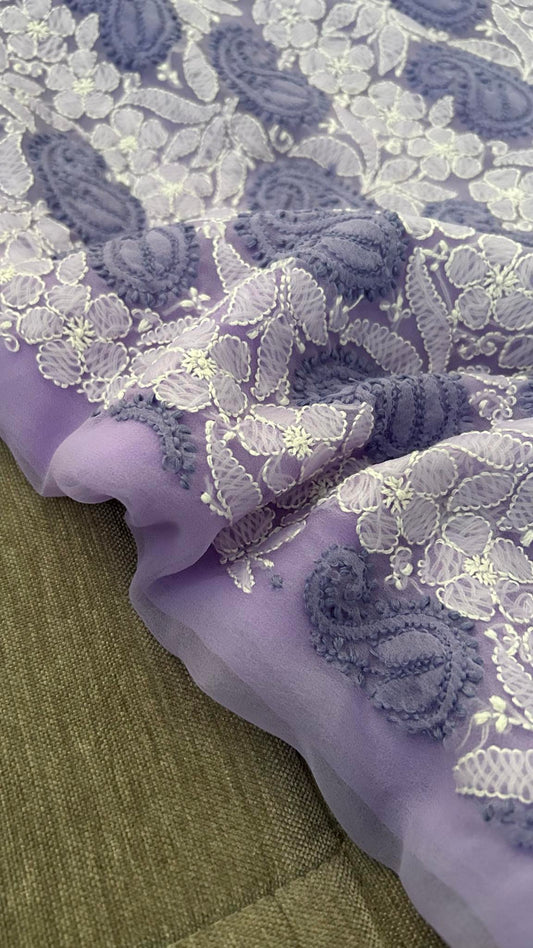 Lavender Chikankari Georgette Three Piece Suit