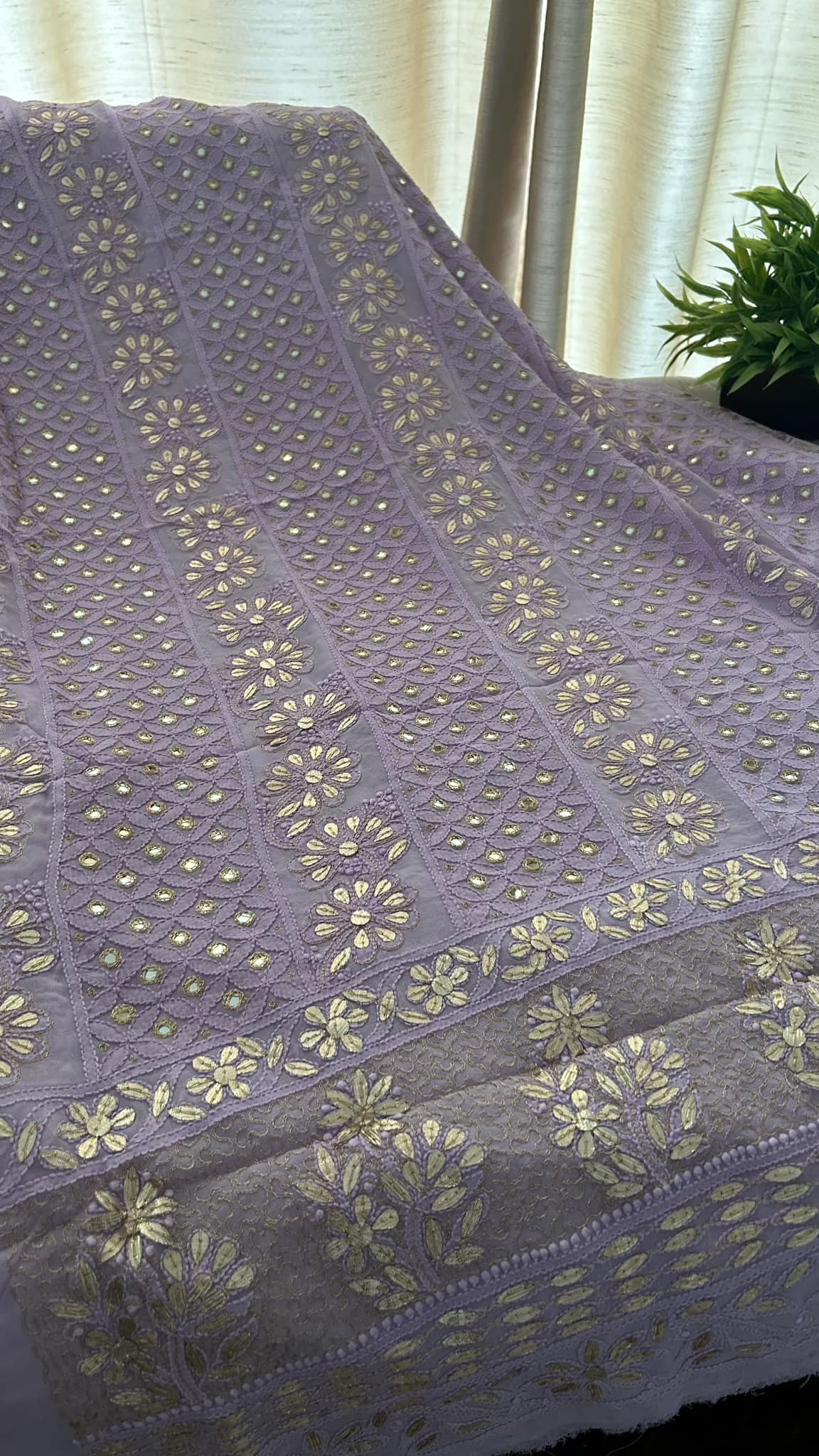 Lavender Mirror & Gota Patti Chikankari Suit (Kurta & Dupatta)