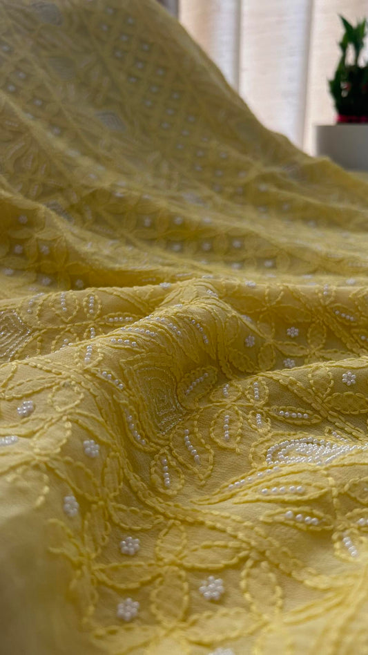 Yellow Pearl Chikankari Suit (Kurta & Dupatta)