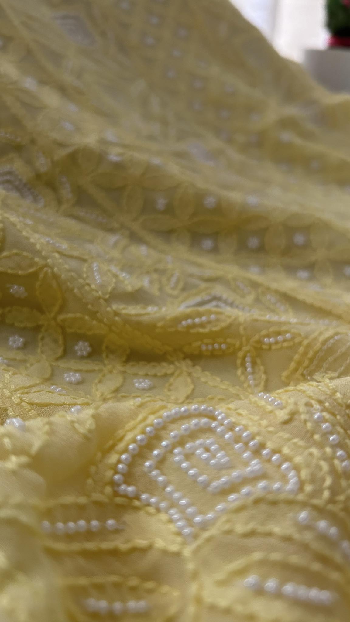 Yellow Pearl Chikankari Suit (Kurta & Dupatta)