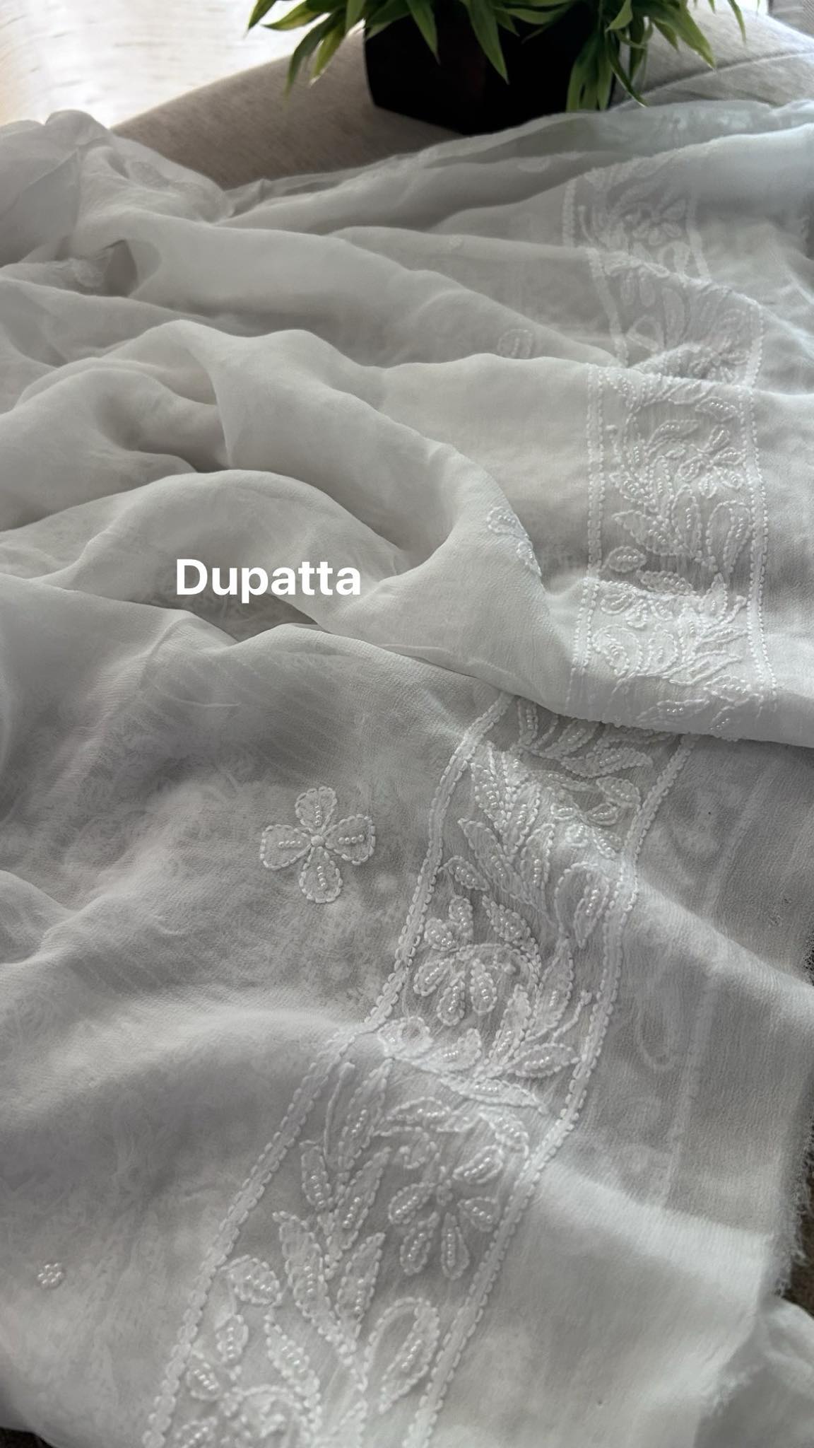 White Pearl Chikankari Suit (Kurta & Dupatta)