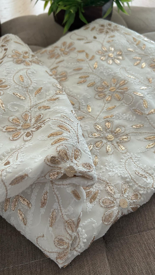 White Gota Patti Chikankari Kurta Dupatta