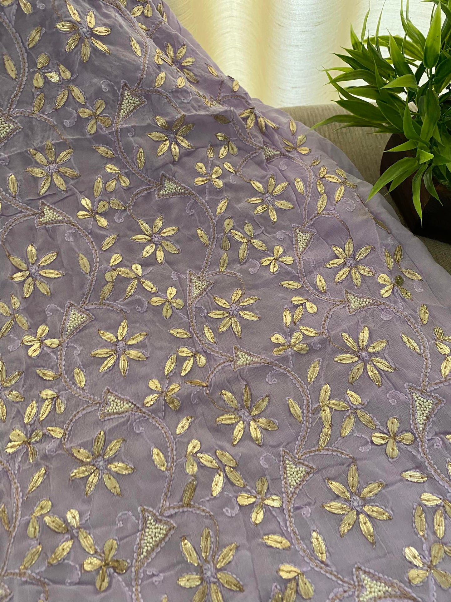 Lavender Pearl & Gota Patti Chikankari Suit