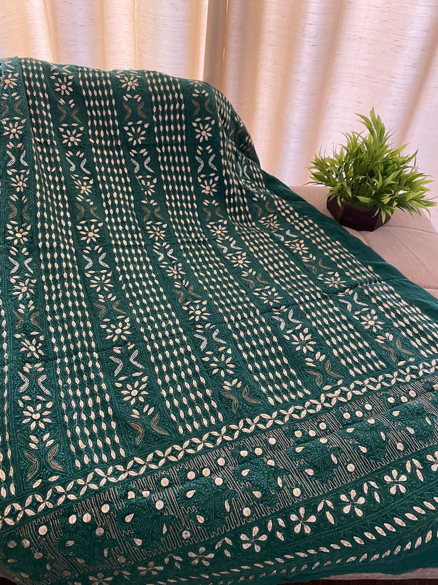 Emerald Green Pearl & Gota Patti Chikankari Suit