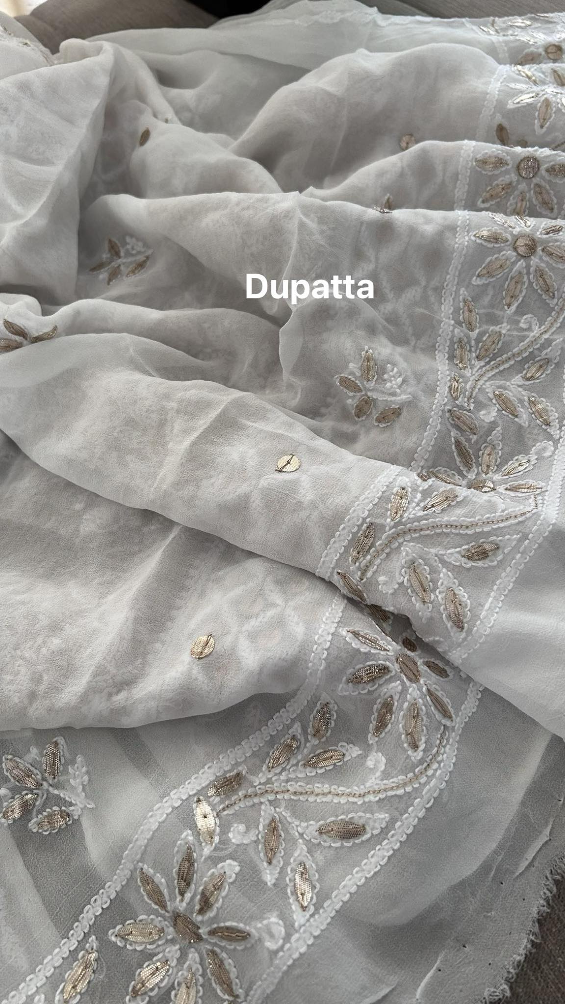 White Gota Patti Chikankari Suit