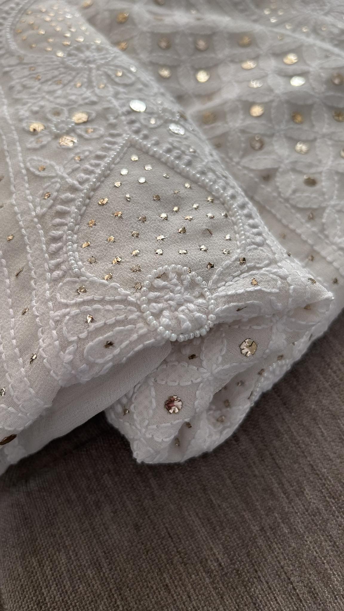 Ivory White Mukaish & Pearl Chikankari Suit