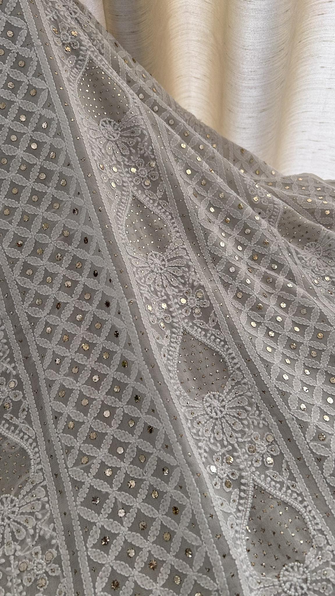 Ivory White Mukaish & Pearl Chikankari Suit