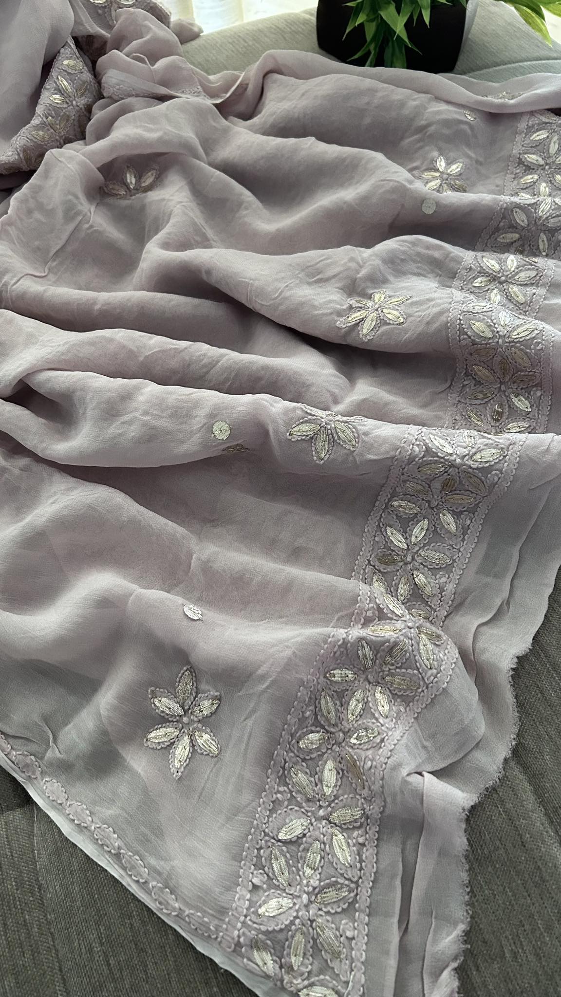 Rose Gold Pearl & Gota Patti Chikankari Suit