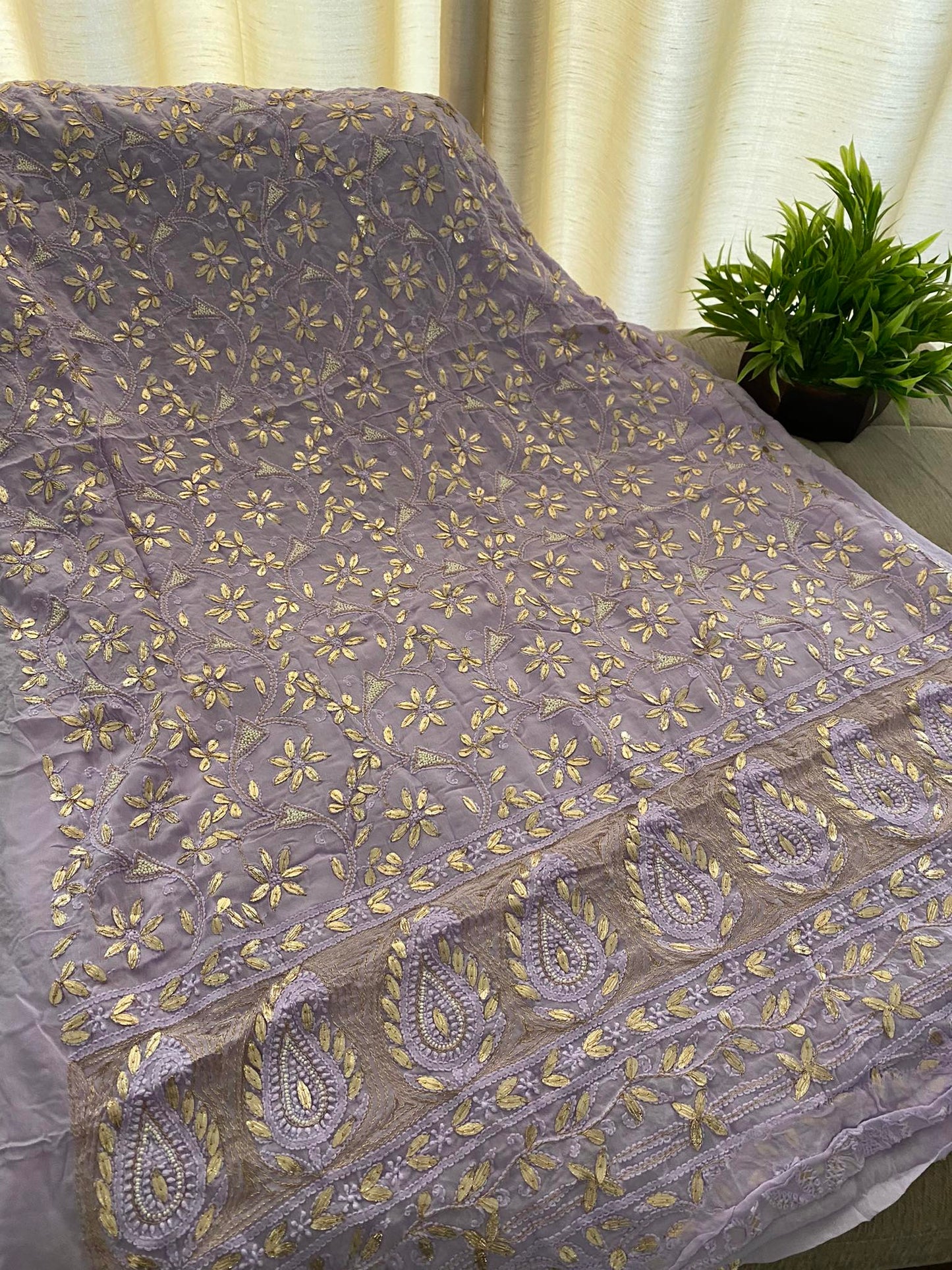 Lavender Pearl & Gota Patti Chikankari Suit