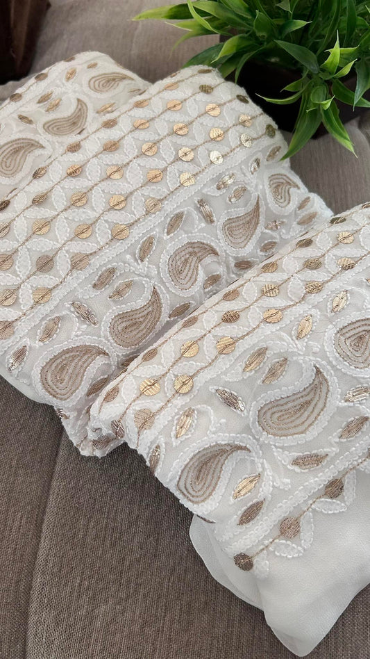 White Gota Patti Chikankari Suit