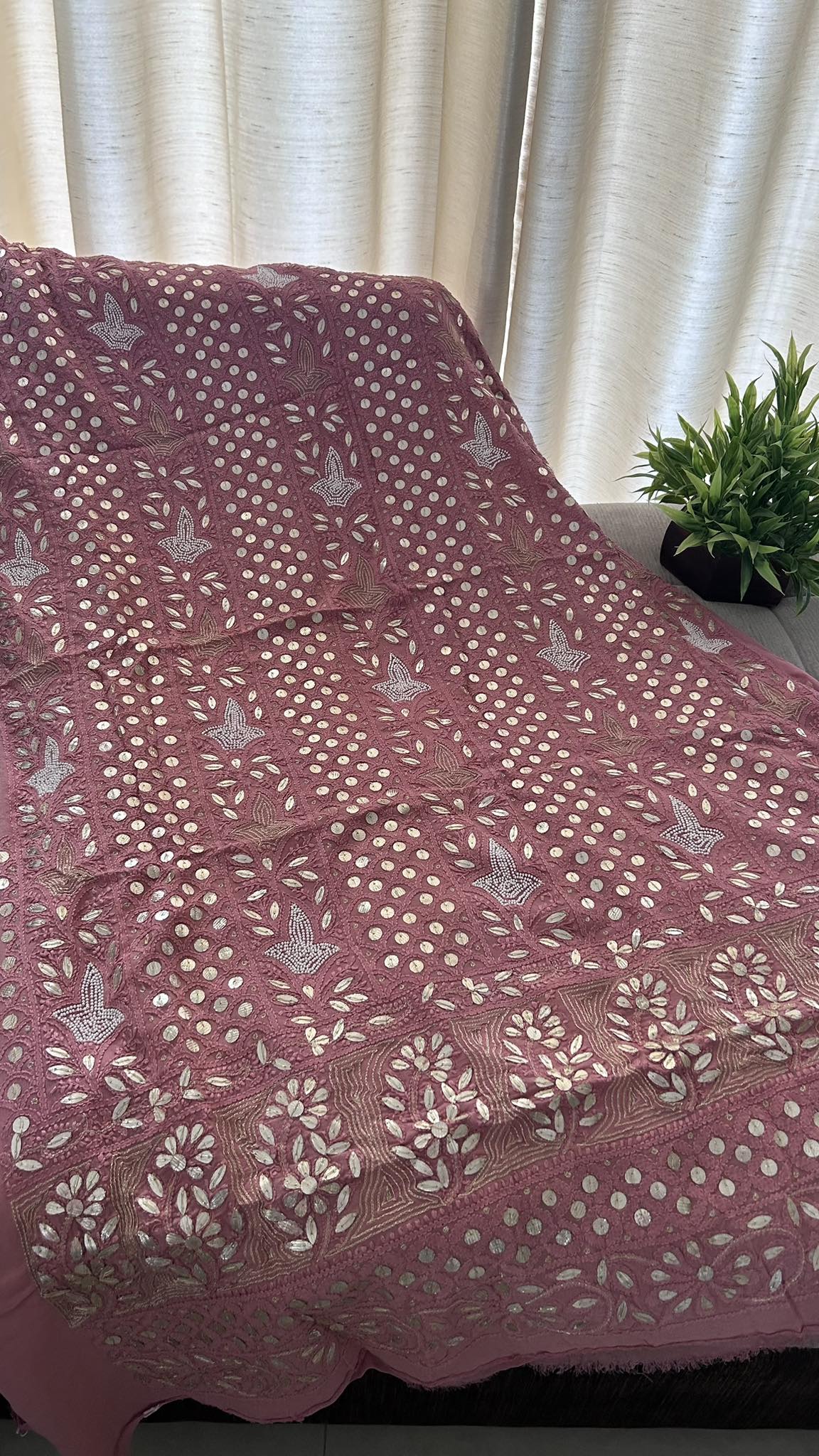 Taupe Brown Pearl & Gota Patti Chikankari Suit