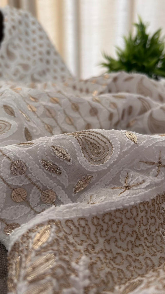 White Gota Patti Chikankari Suit