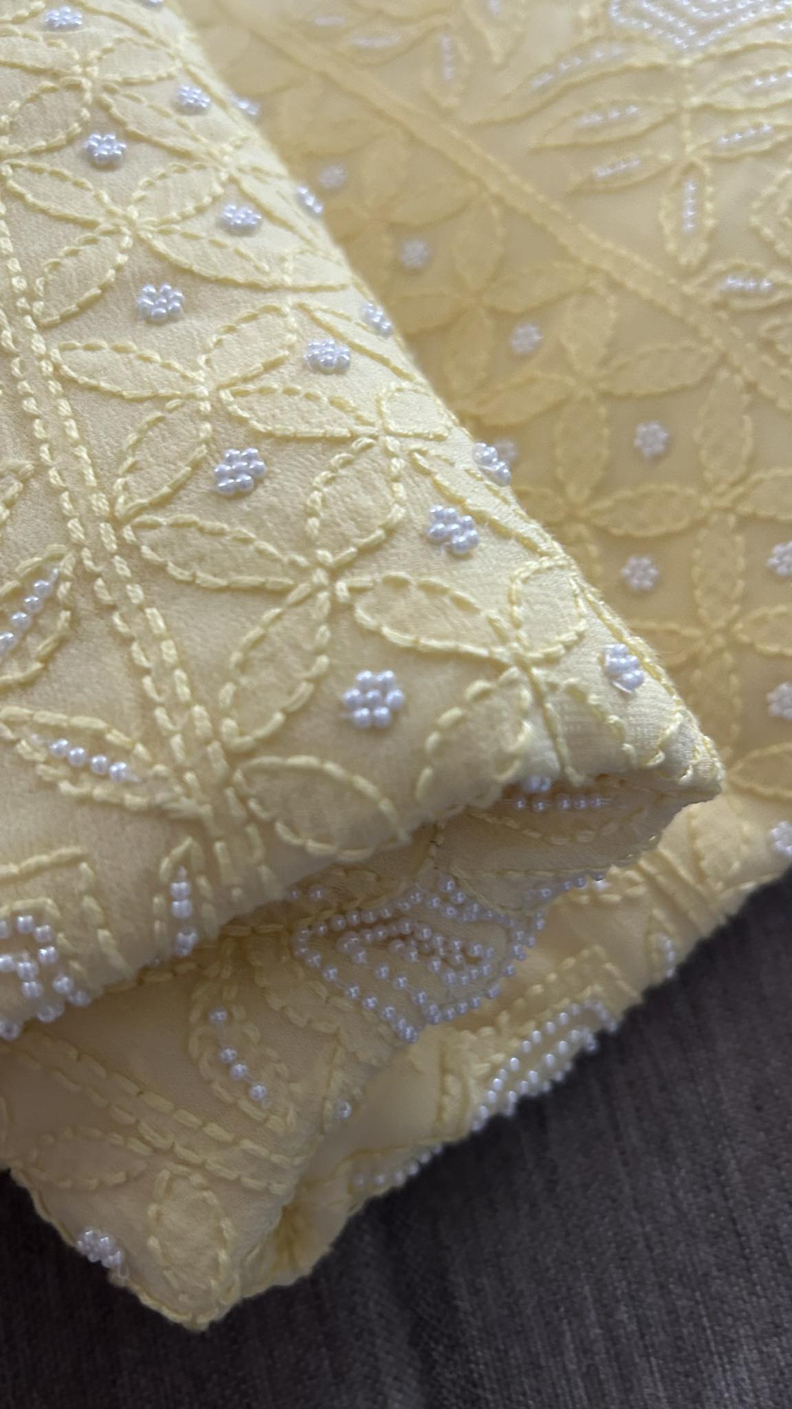 Yellow Pearl Chikankari Suit (Kurta & Dupatta)