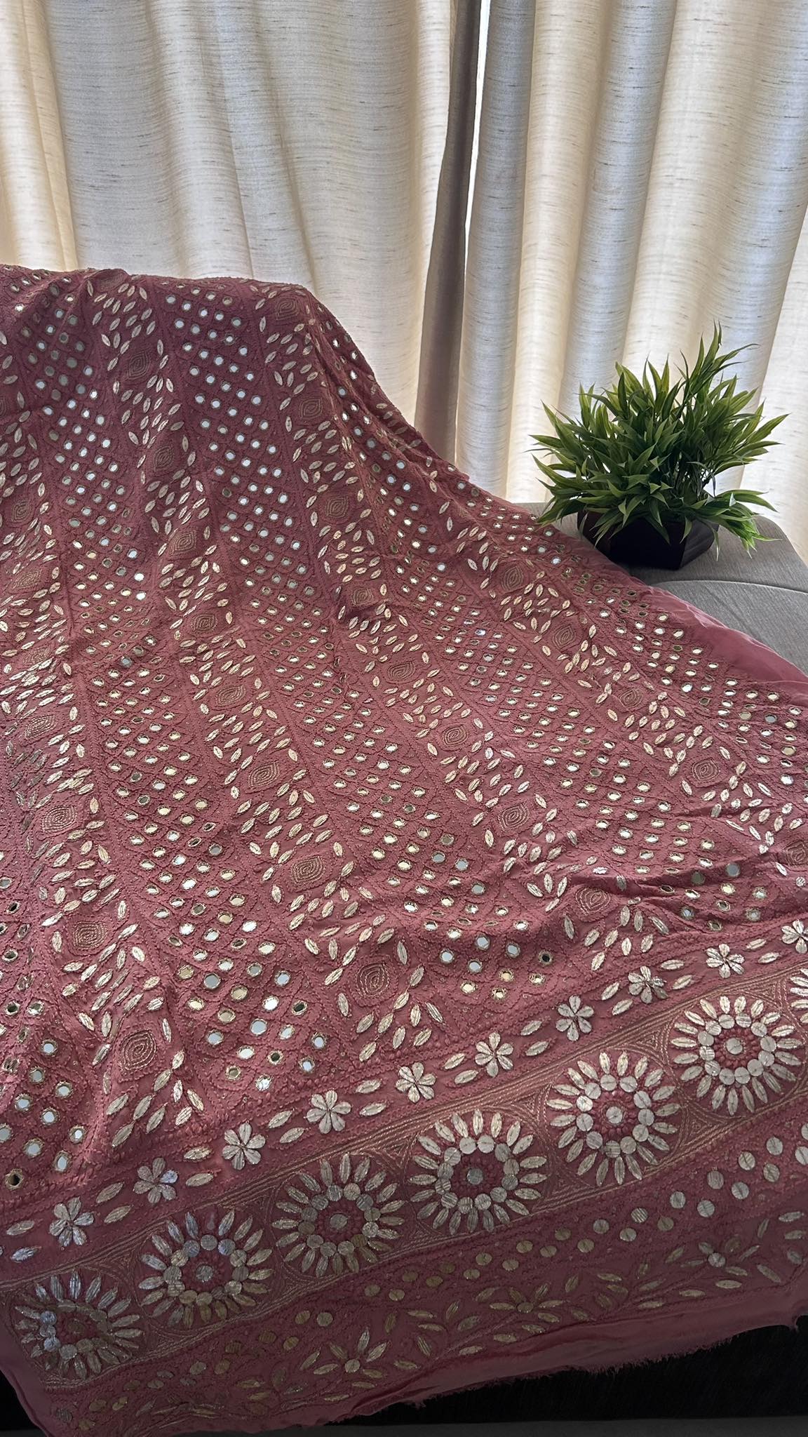 Taupe Mirror & Gota Patti Lucknowi Chikankari Suit