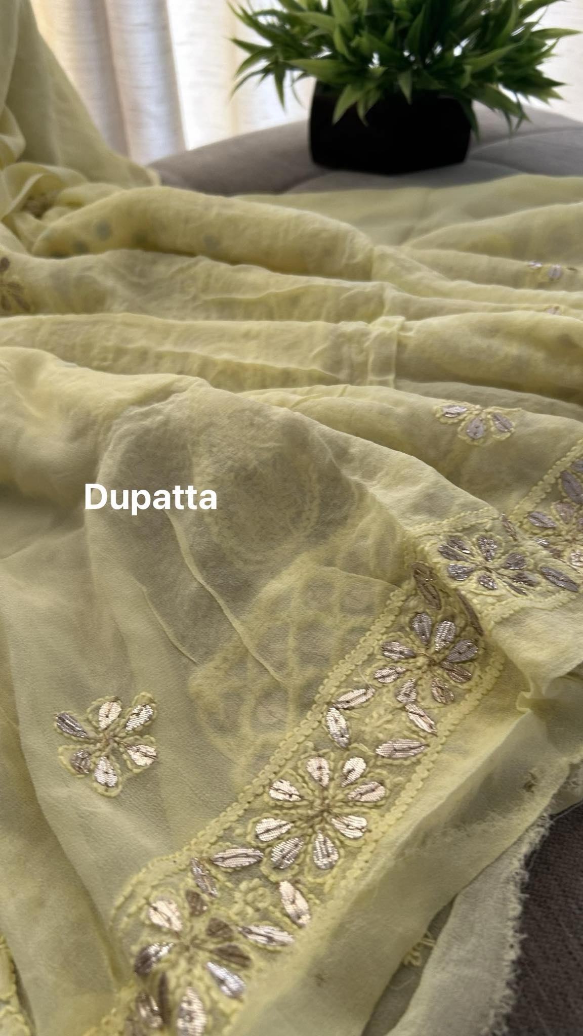 Yellow Mirror & Gota Patti Chikankari Suit (Kurta & Dupatta)