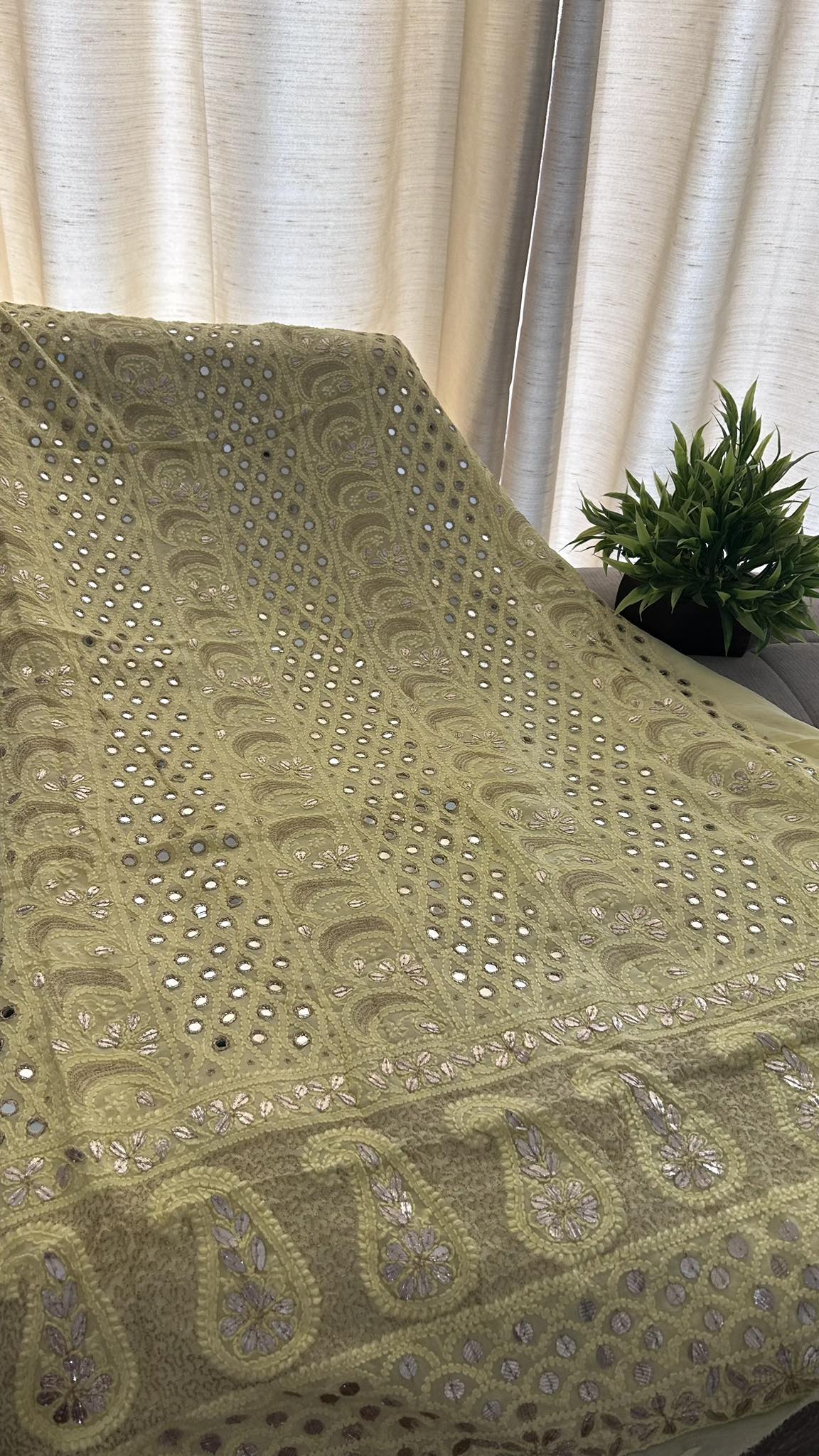 Yellow Mirror & Gota Patti Chikankari Suit (Kurta & Dupatta)