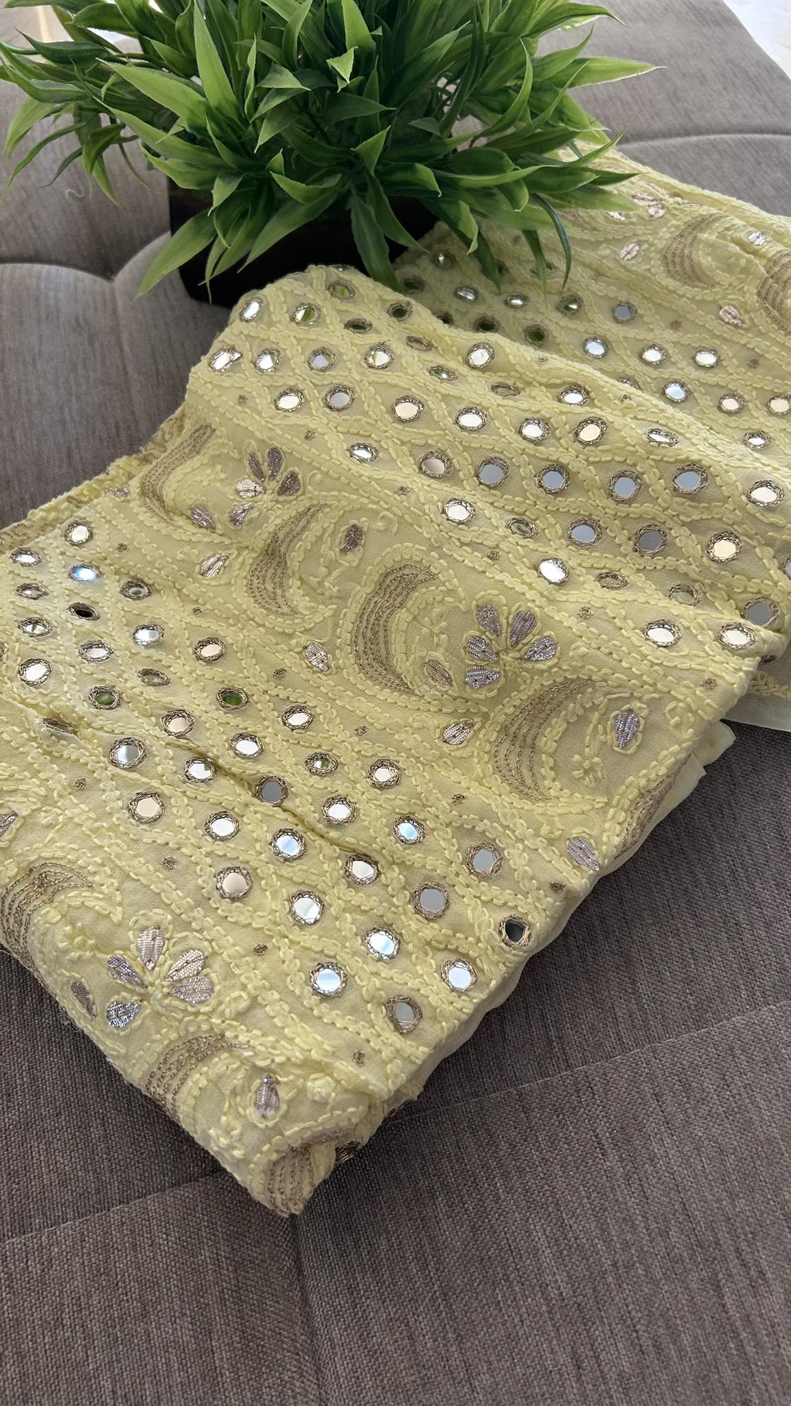 Yellow Mirror & Gota Patti Chikankari Suit (Kurta & Dupatta)