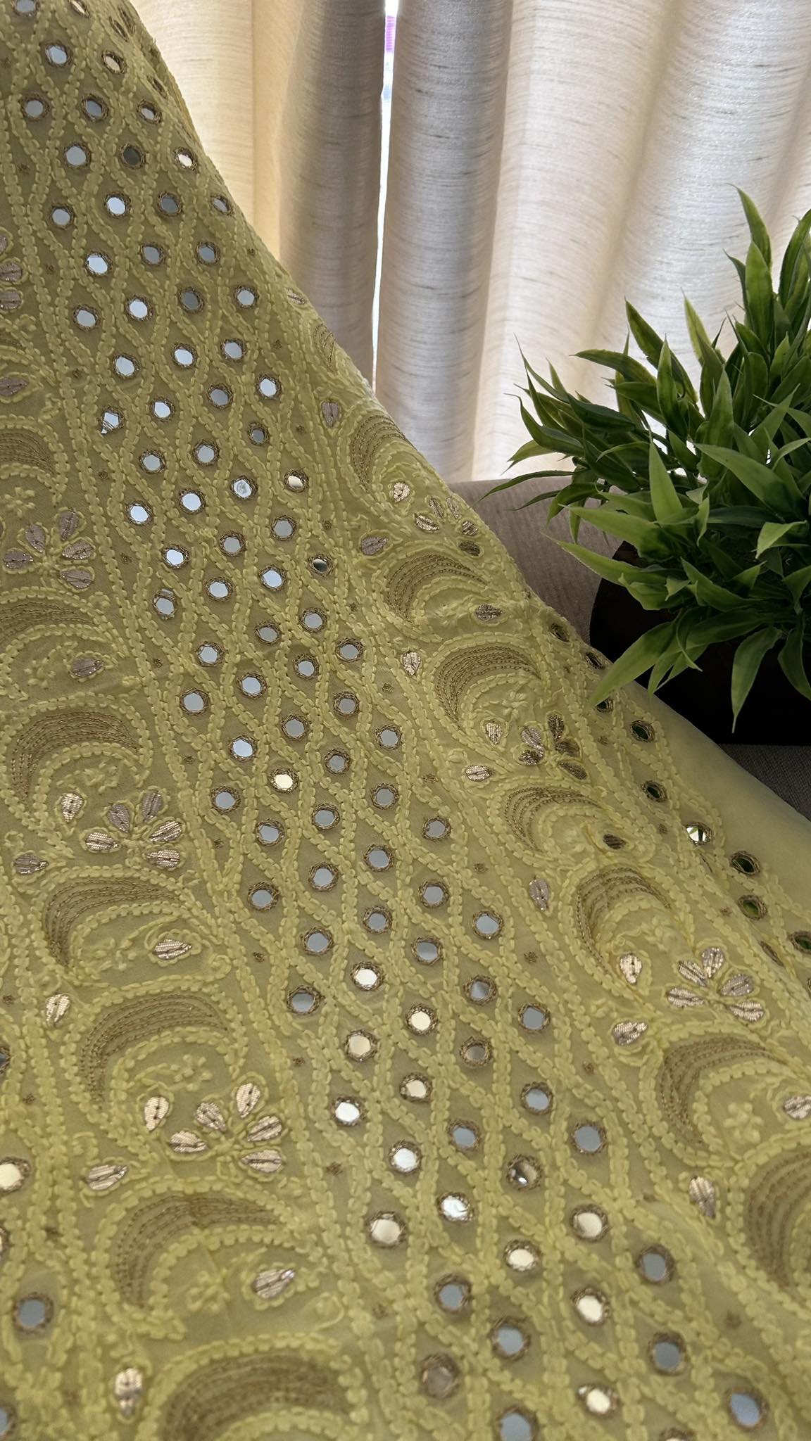 Yellow Mirror & Gota Patti Chikankari Suit (Kurta & Dupatta)