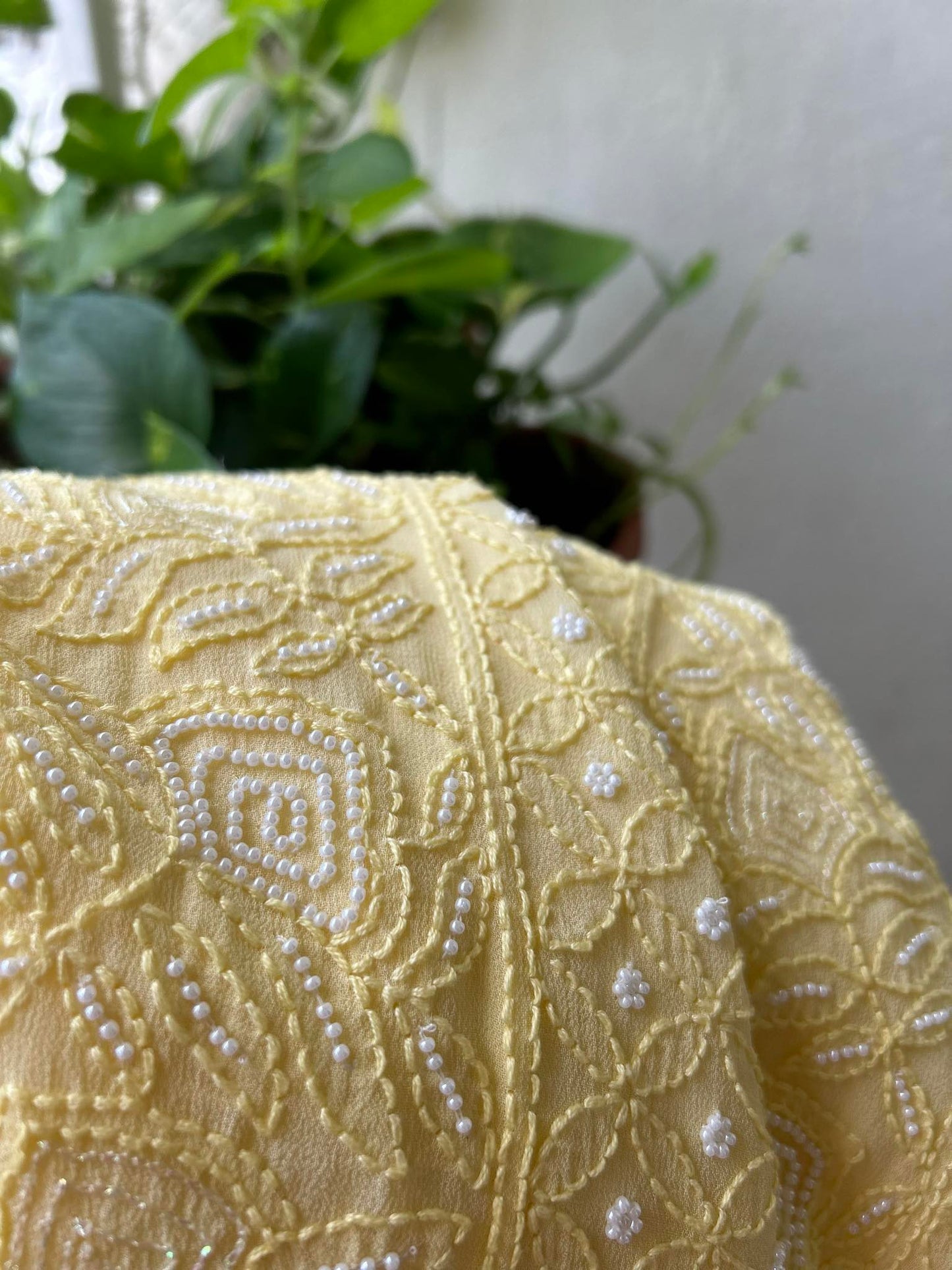 Yellow Pearl Chikankari Suit (Kurta & Dupatta)