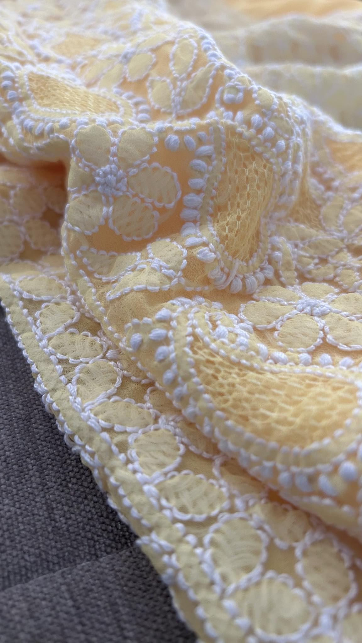 Yellow Hand Jaali & Chikankari Georgette Three Piece Suit