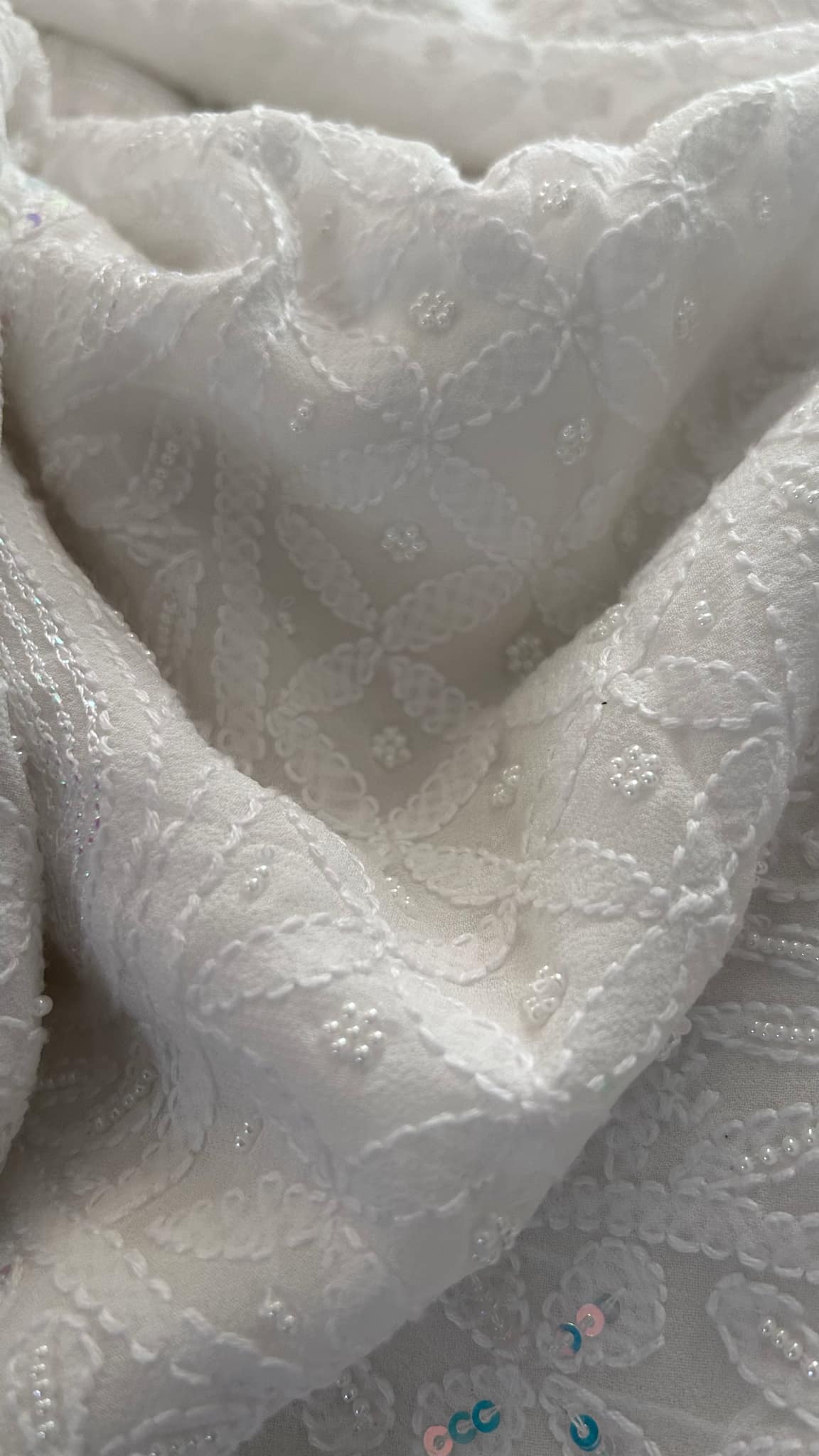 White Pearl Lucknowi Chikankari Suit (Kurta & Dupatta)