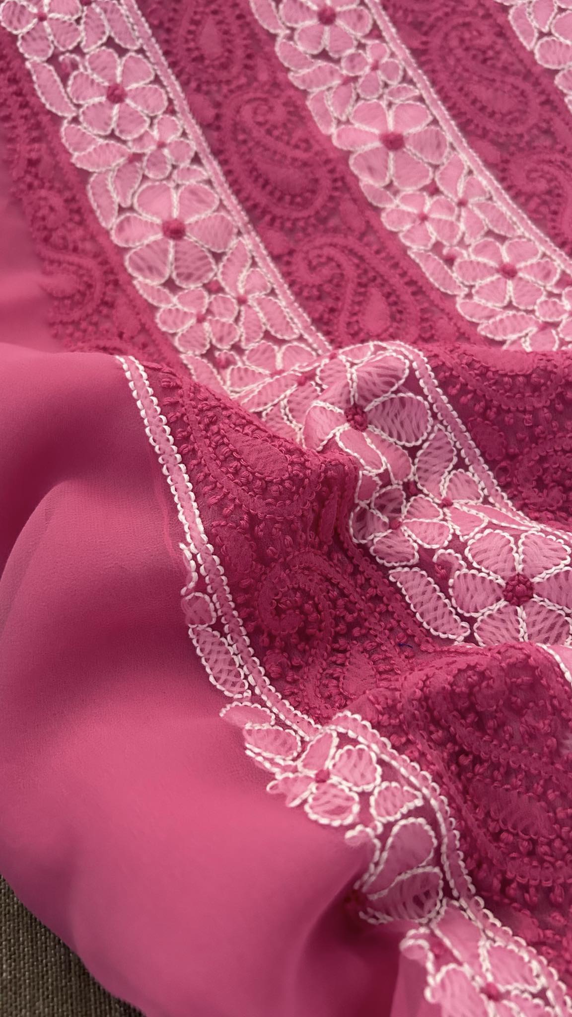 Rose Pink Chikankari Georgette Three Piece Suit