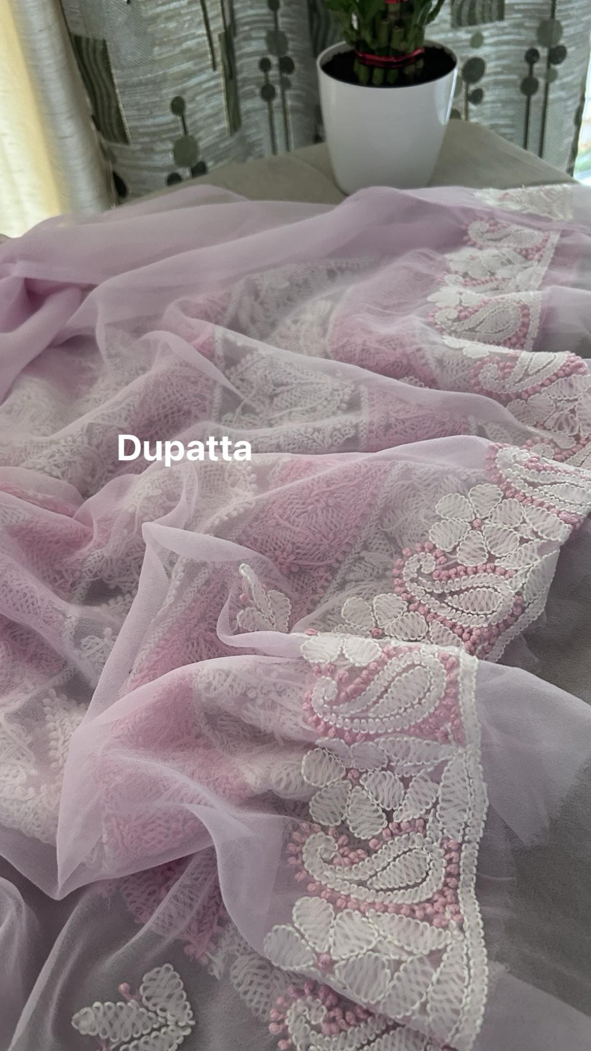 Baby Pink Chikankari Georgette Three Piece Suit