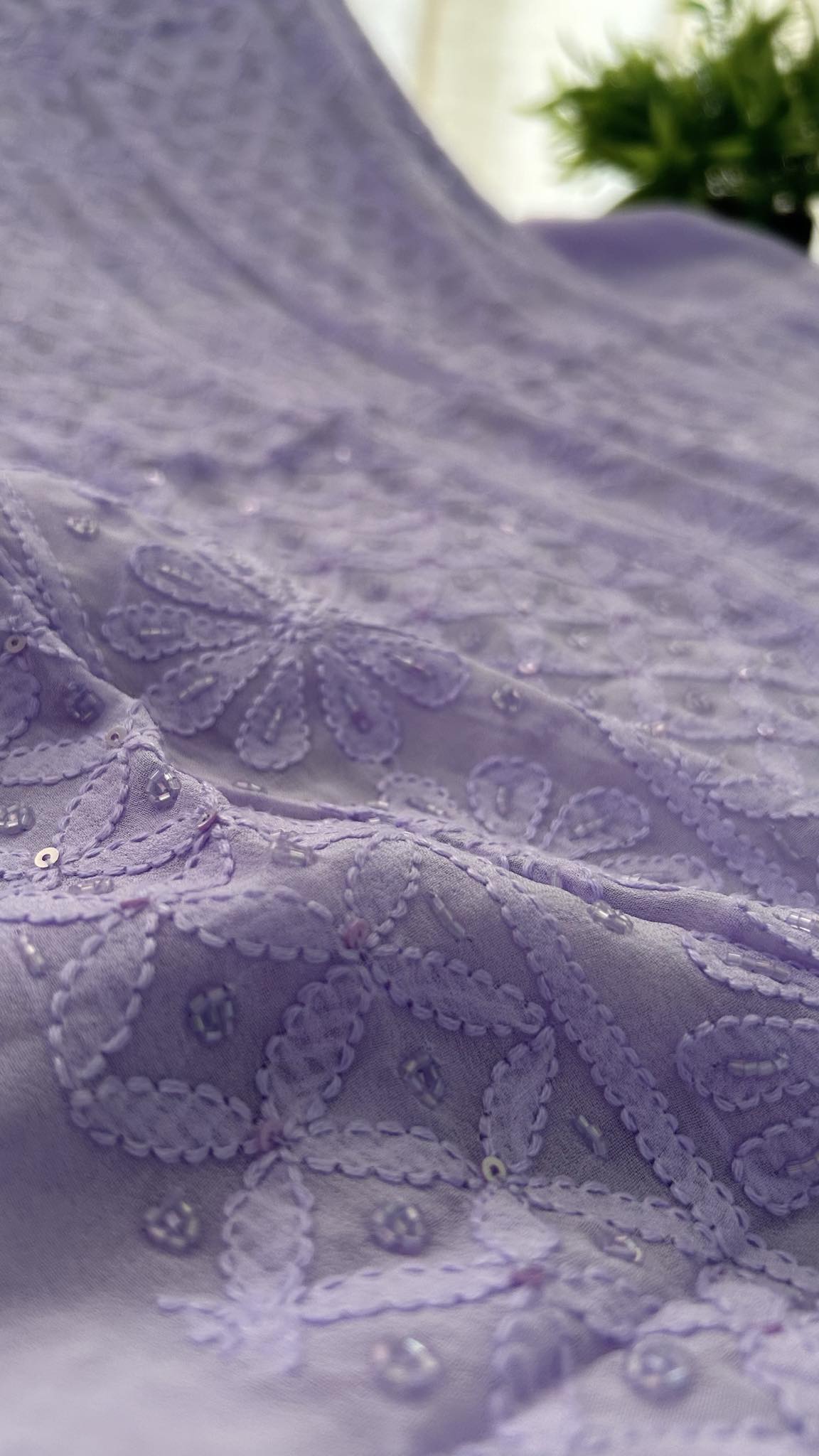 Lavender Party Wear Cut Dana Chikankari Kurta Dupatta Set