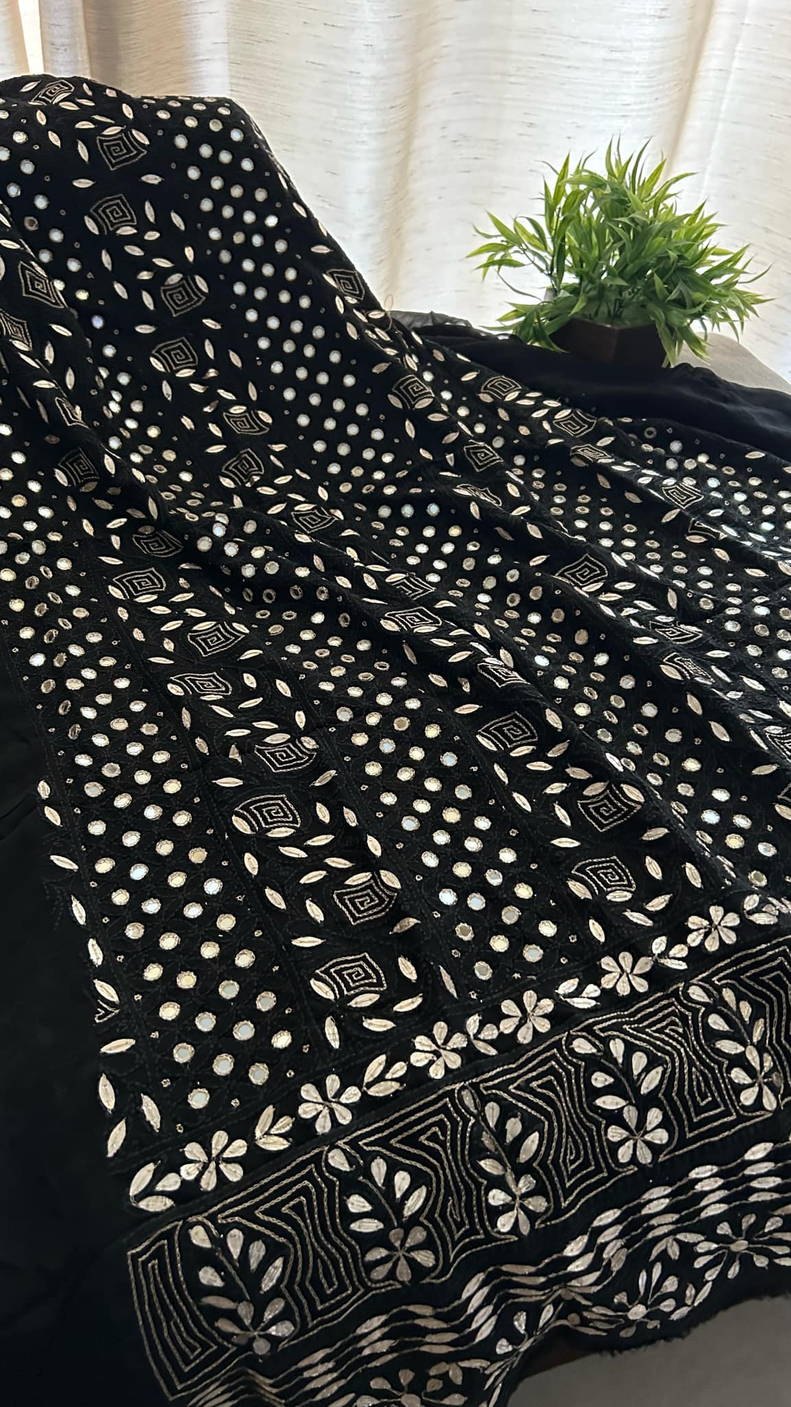 Black Mirror & Gota Patti Chikankari Suit (Kurta & Dupatta)