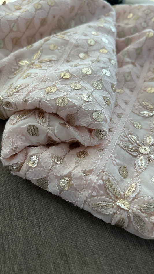 Pastel Pink Gota Patti Chikankari Suit (Kurta & Dupatta)