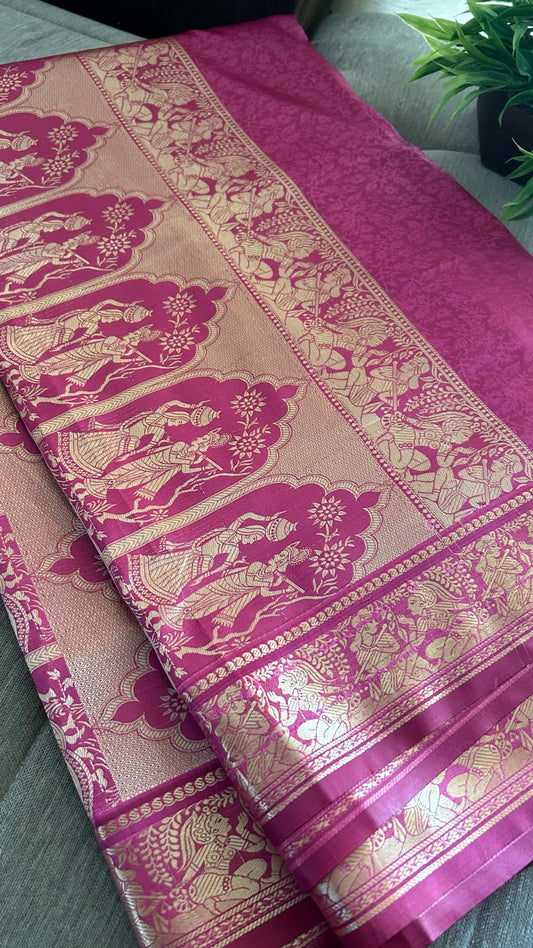 Magenta Mysore Art Silk Saree - Radha Krishna Collection