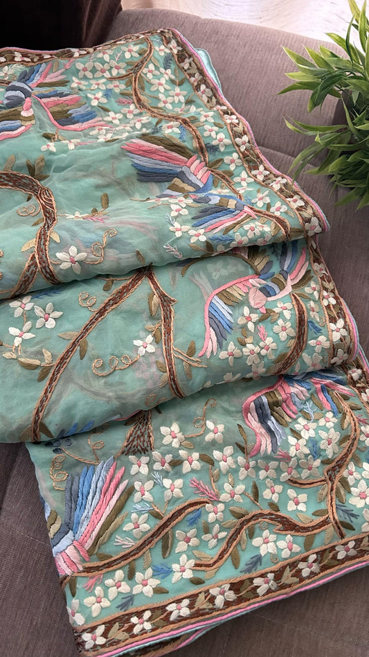 Mint Green Parsi Gara Dupatta