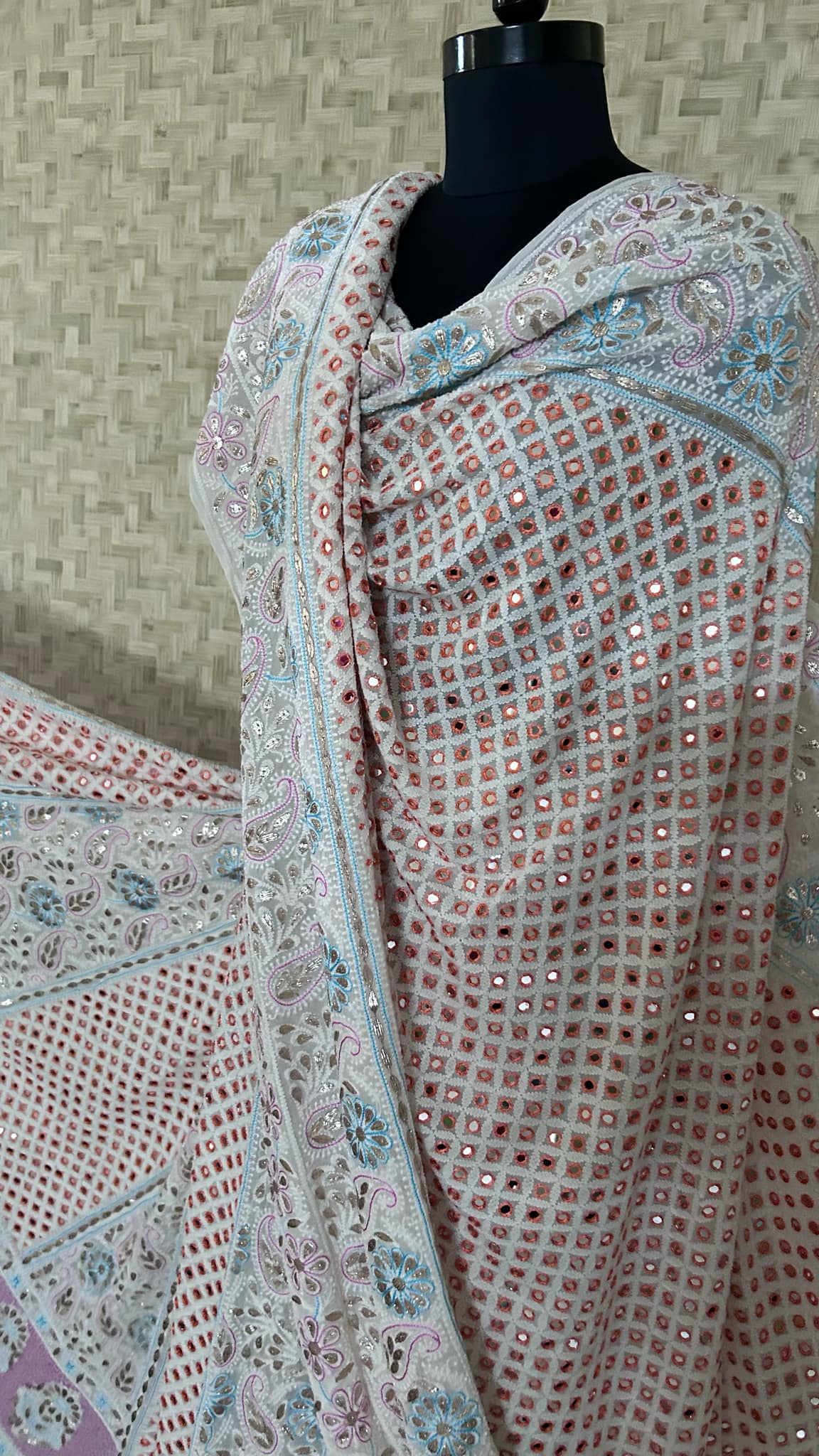 Multicolour Chikankari  Mirror & Gota Patti Lehenga Set