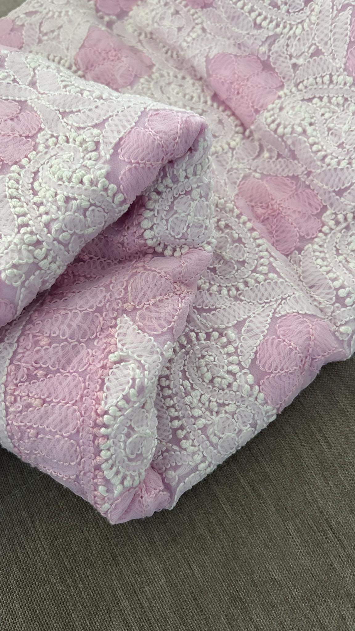 Baby Pink Chikankari Georgette Three Piece Suit