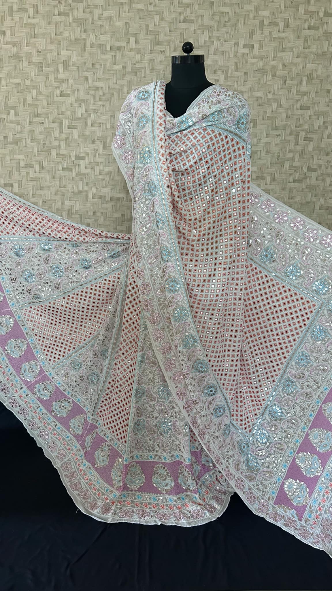 Multicolour Chikankari  Mirror & Gota Patti Lehenga Set