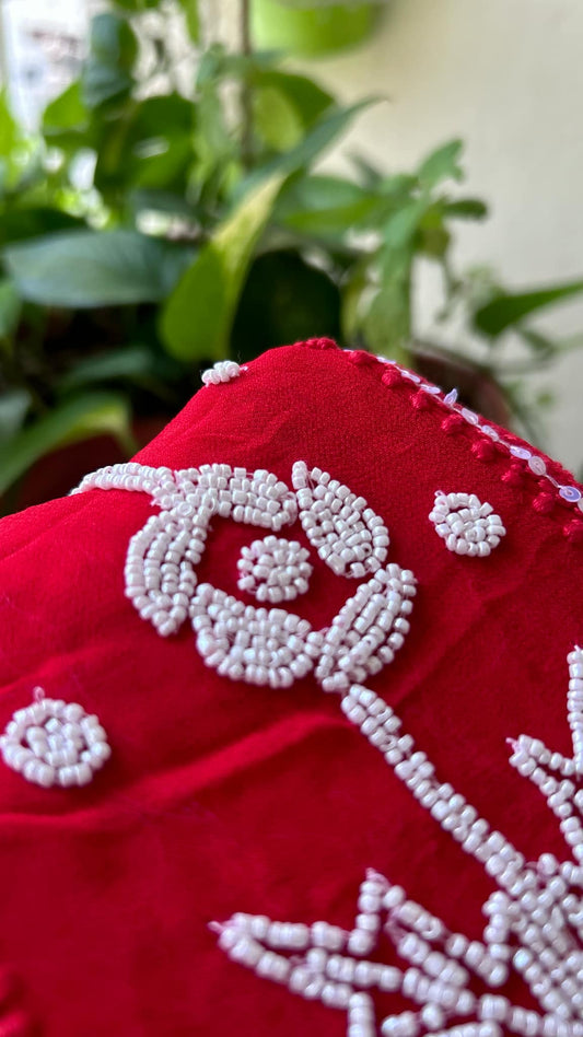 Red Pearl Chikankari Anarkali (Anarkali & Dupatta)