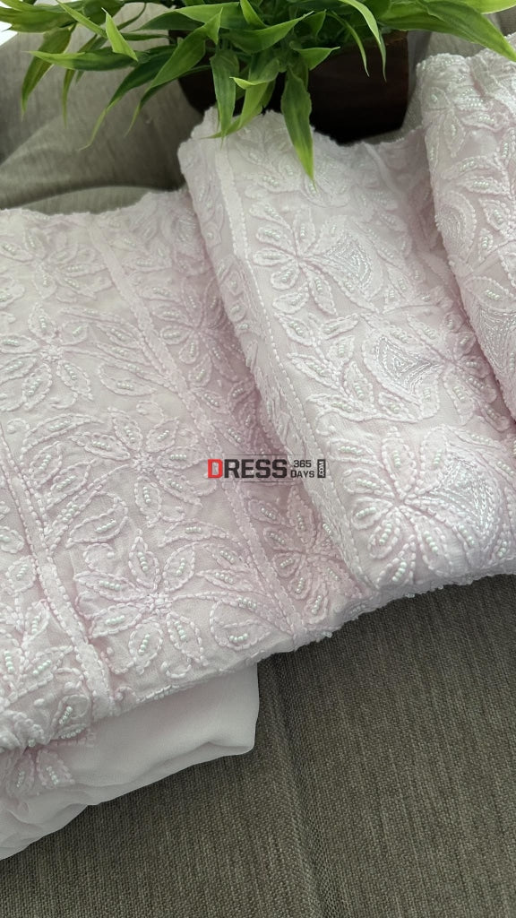 Baby Pink Pearl Lucknowi Chikankari Suit Suits