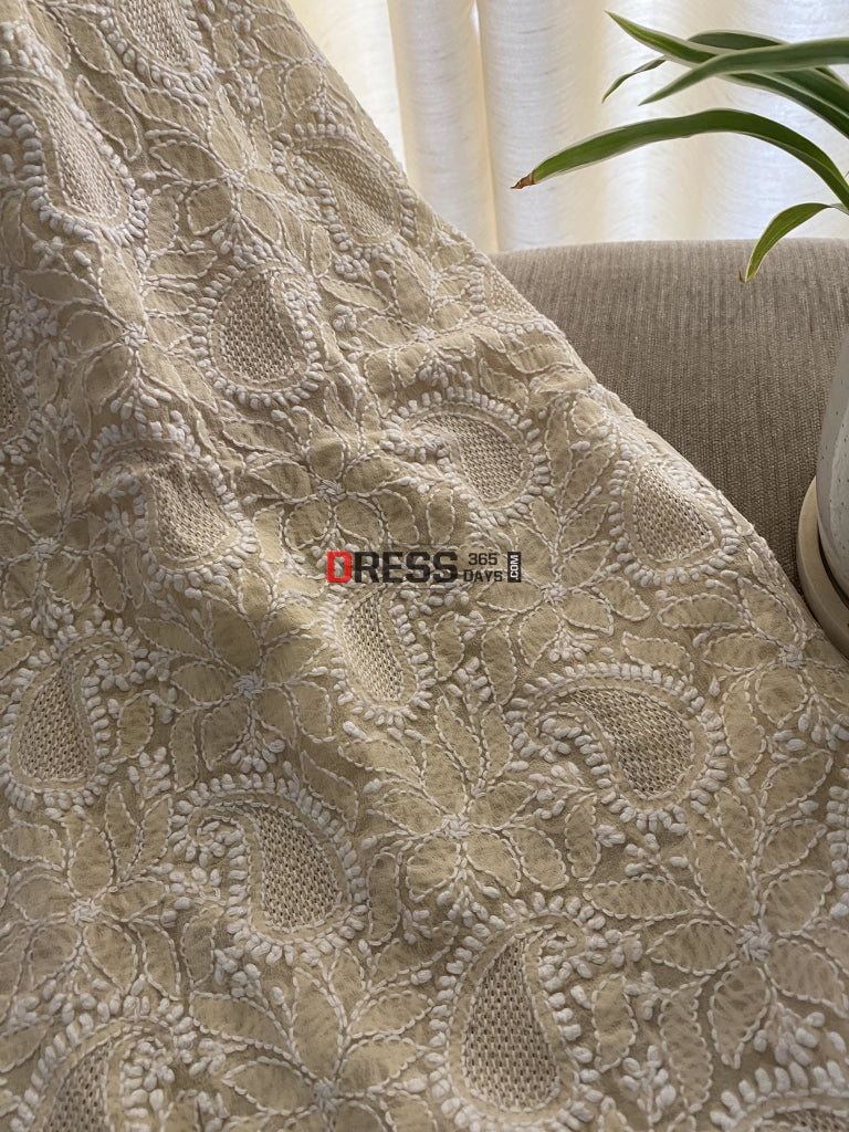 Beige Hand Jaali Lucknowi Chikankari Suit Suits