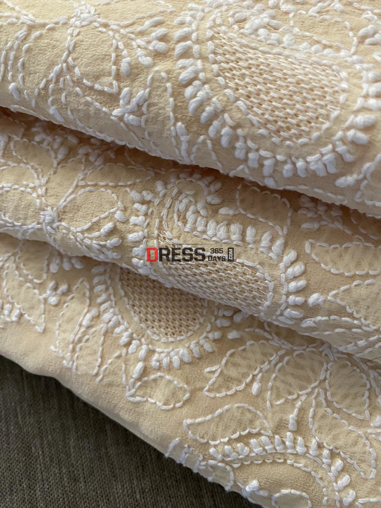 Beige Hand Jaali Lucknowi Chikankari Suit Suits