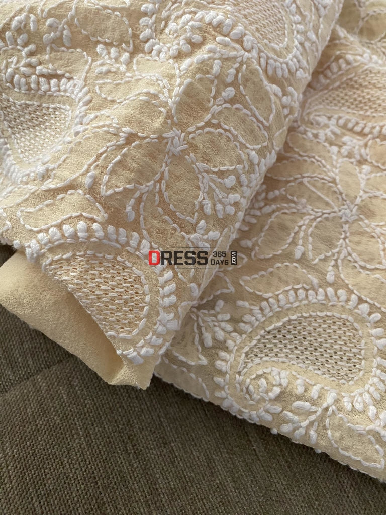 Beige Hand Jaali Lucknowi Chikankari Suit Suits