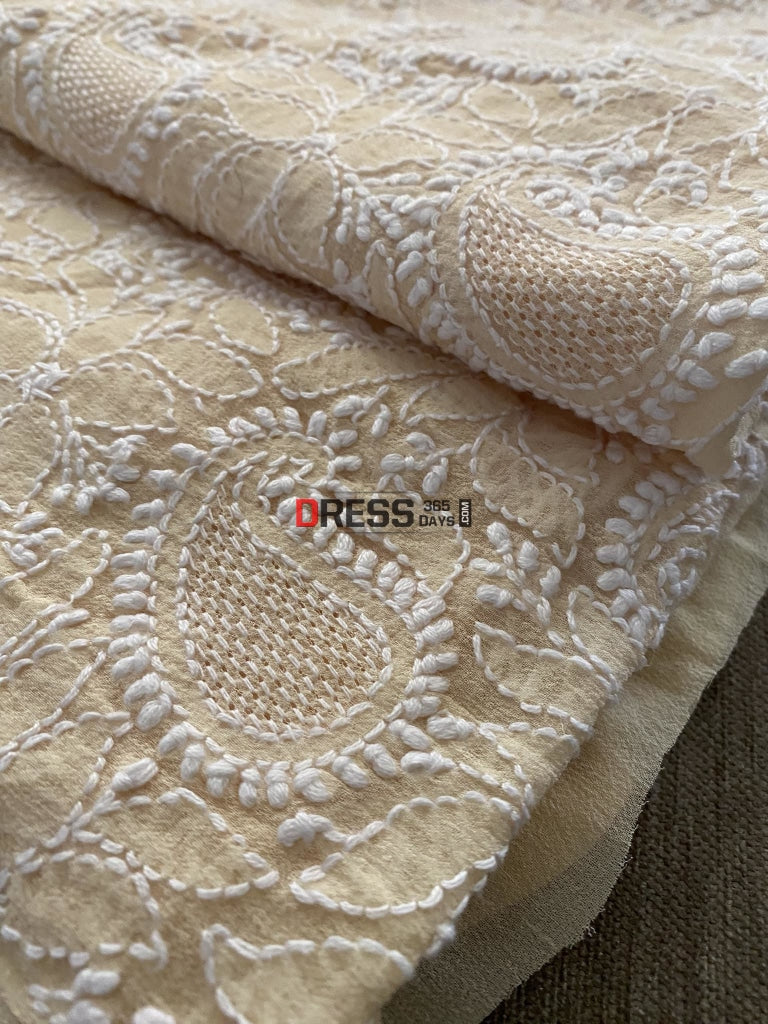 Beige Hand Jaali Lucknowi Chikankari Suit Suits