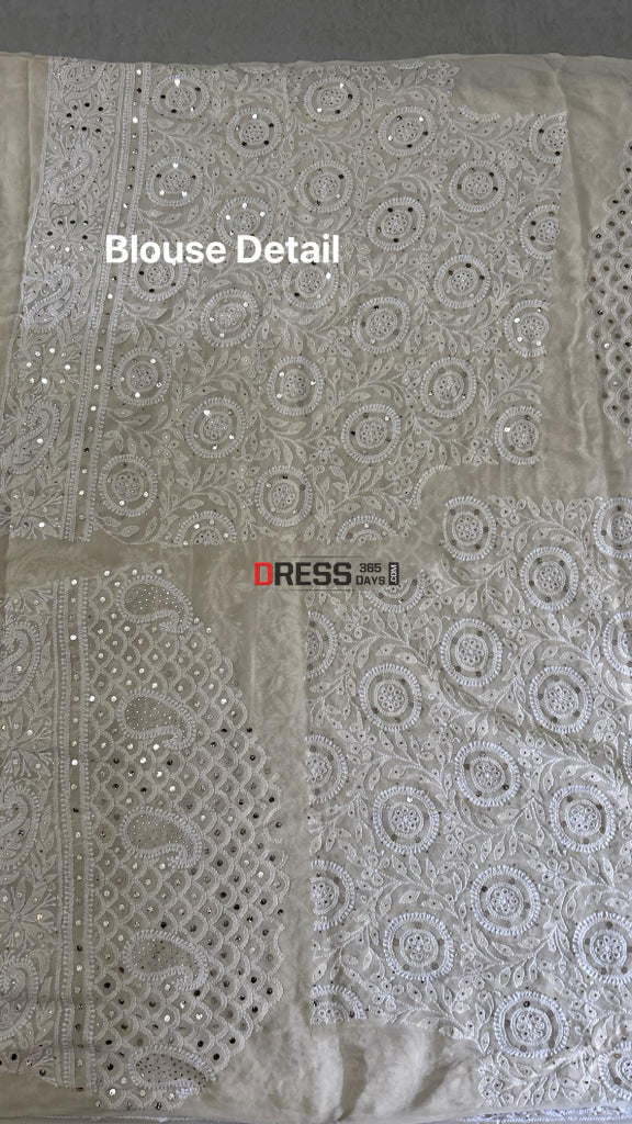 Beige Mukaishlucknowi Chikankari Lehenga Set