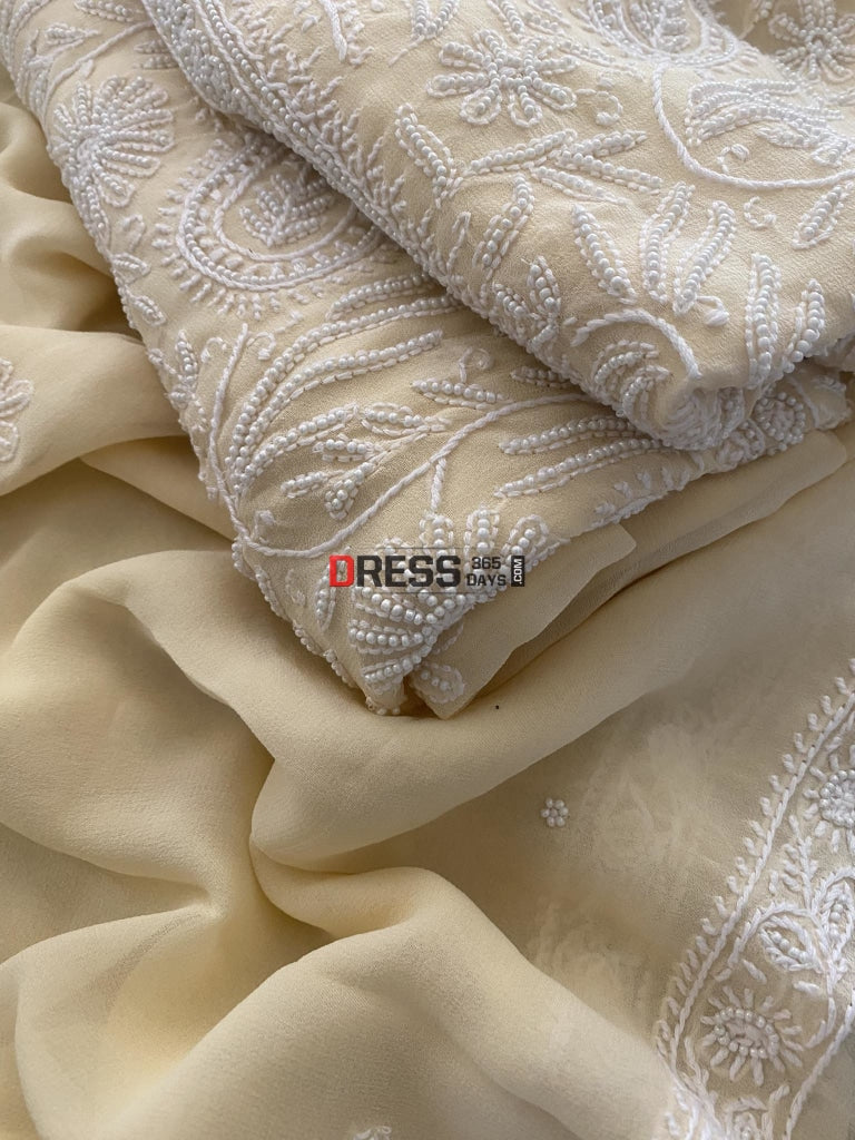 Beige Pearl Lucknowi Chikankari Suit Suits